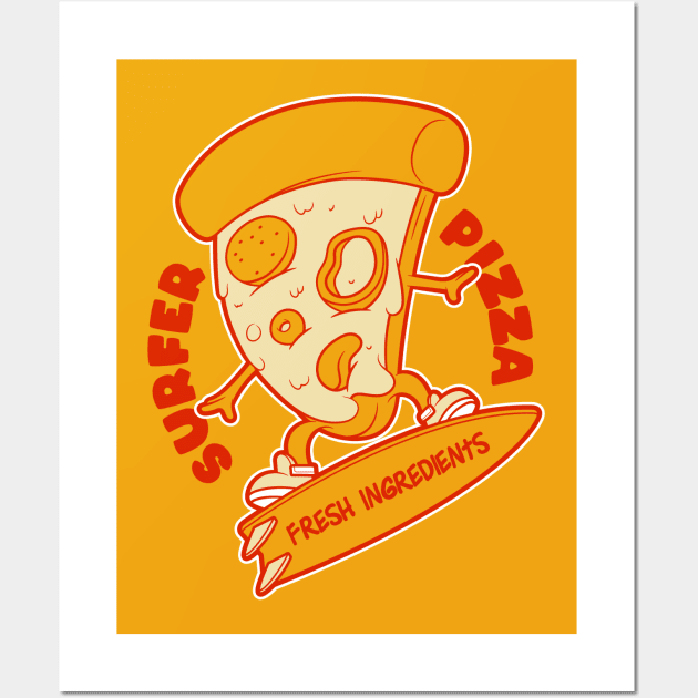 Surfer Pizza Wall Art by pedrorsfernandes